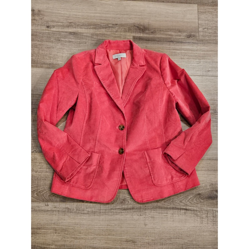 Talbots Heritage Womens 14P Pink Corduroy Blazer Stretch Cotton Jacket